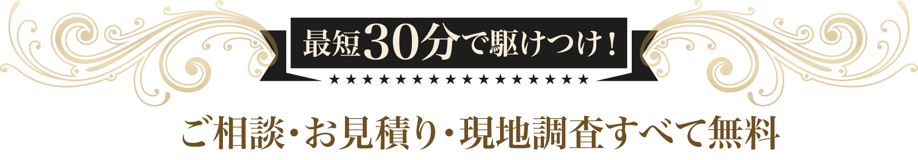 最短30分で駆けつけ!　ご相談・お見積もり・現地調査すべて無料